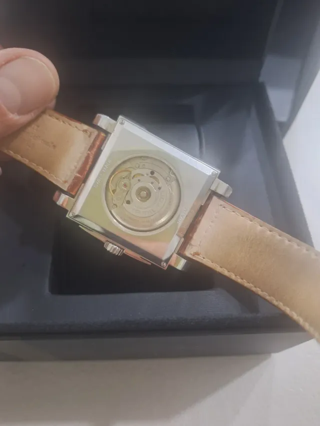 Orologio Hamilton Quadrato Pelle Marrone Argento