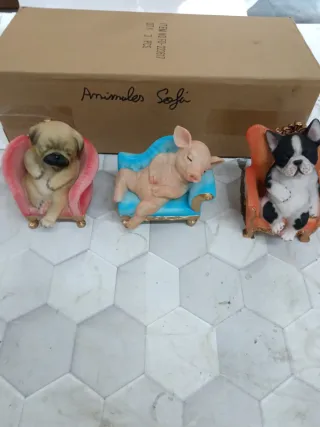 3 Figuras Perros Zen Resina