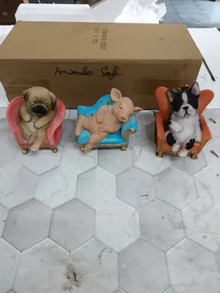 3 Figuras Perros Zen Resina