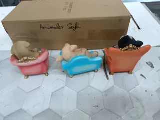 3 Figuras Perros Zen Resina