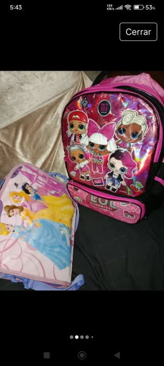 Maletín y Mochila Infantil Princesas y LOL