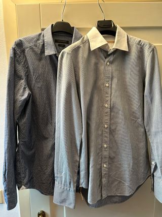 2 Camicie Messagerie Uomo  grigio + azzurra 