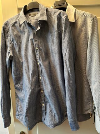 2 Camicie Messagerie Uomo  grigio + azzurra 