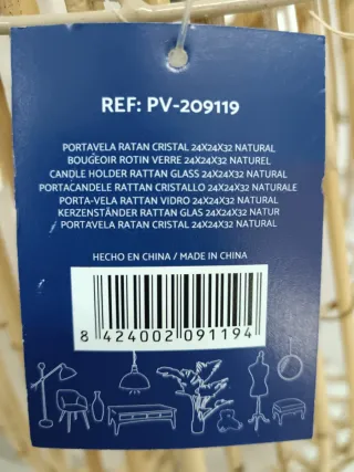 Portavelas Ratan y Cristal 2 UNIDADES