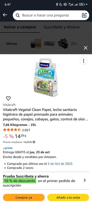 Vitakraft Clean Papel Sustrato 25L
