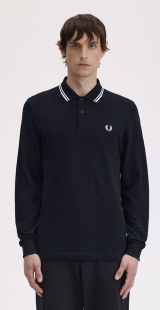 Polo Fred Perry manga larga negro Talla M
