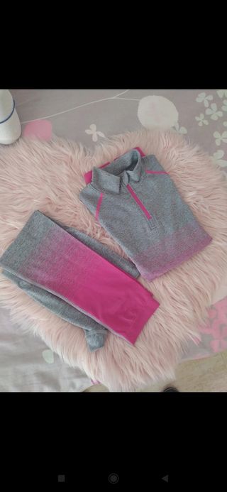 Conjunto deportivo Crivit gris y rosa talla 12/14 