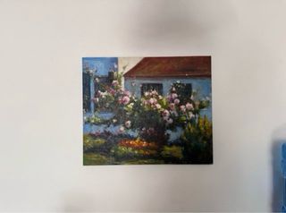 Cuadro pintado a mano: Casa y Flores
