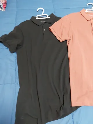 2 Polos Hombre Negro y salmón-ladrillo