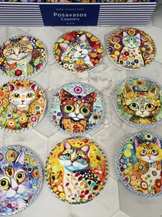 Posavasos Gatos Shabby Dolomita y Corcho