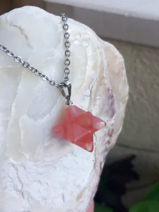 Colgante Estrella Merkaba Cuarzo Rosa