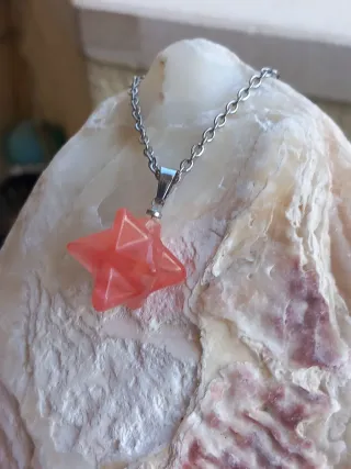 Colgante Estrella Merkaba Cuarzo Rosa