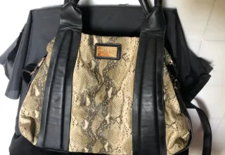 Bolso MTNG Mustang Piel Serpiente Negro Beige