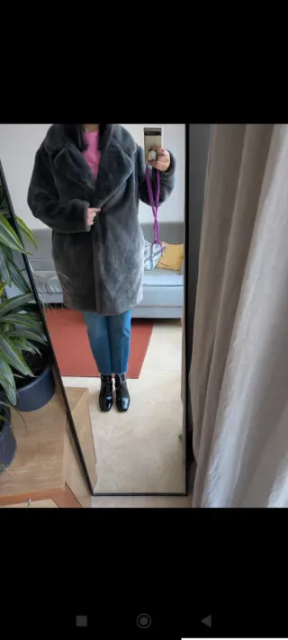 Chaqueta pelo sintético gris Primark XL