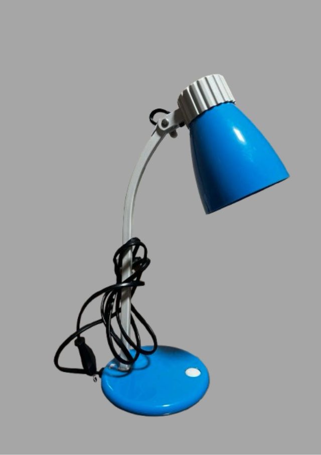 Lampada da scrivania blu e bianca