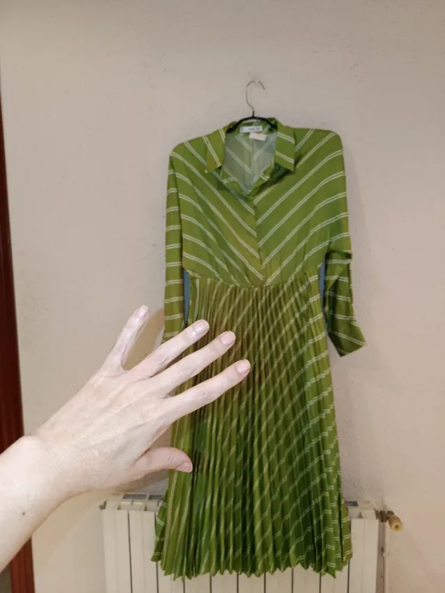 Vestido LARGO Plisado MANGO T.L NUEVO