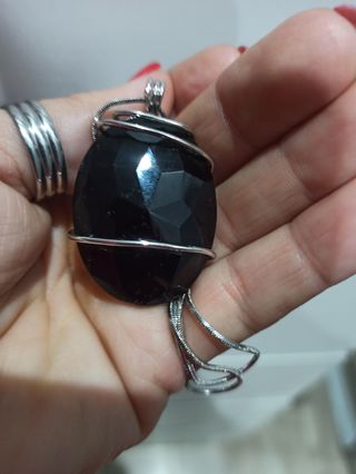 Conjunto Plata Anillo y Colgante Piedra
