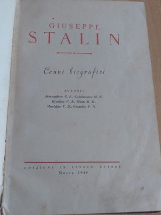 Libro Giuseppe Stalin 1949 cenni biografici ITA