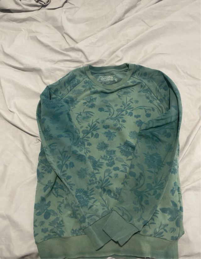 Sudadera Pull&Bear floral verde M