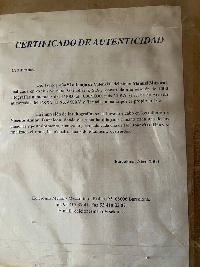 Litografía firmada y numerada