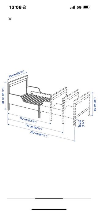Cama infantil extensible IKEA Sundvik con colchón 