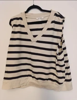 Chaleco Venca Rayas Beige y Negro Talla 3XL