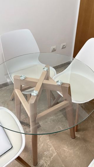 Mesa redonda cristal Sklum madera