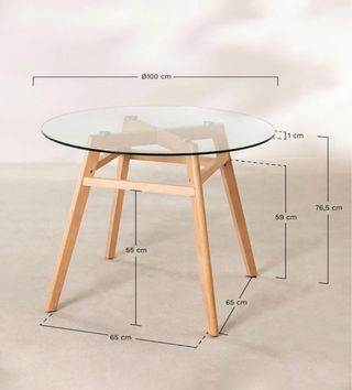 Mesa redonda cristal Sklum madera
