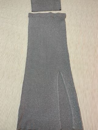 Conjunto falda y top plateado