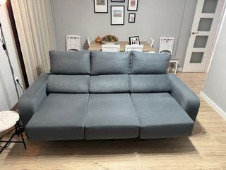 Sofá chaise longue gris 4 plazas 