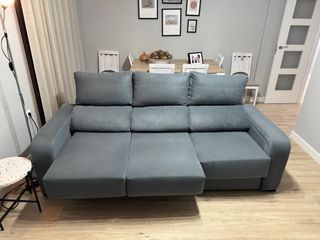 Sofá chaise longue gris 4 plazas 