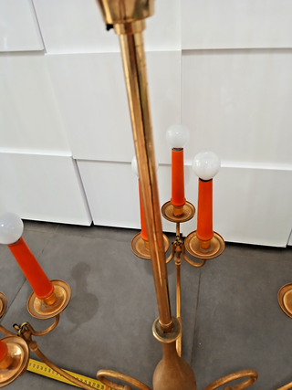 Lampadario Ottone 15 Luci Arancio