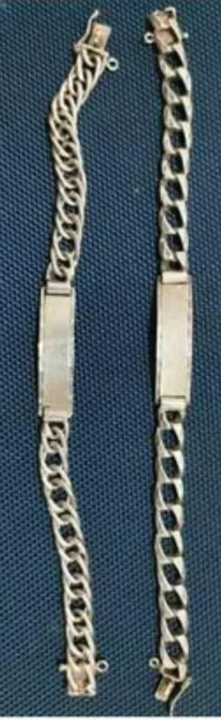 2 Pulseras Plata con Placa virgen y sin grabar