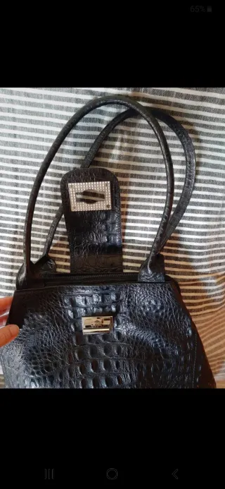 Borsa a spalla in pelle effetto coccodrillo