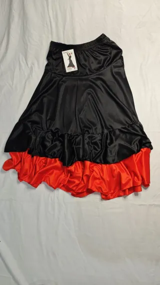 Falda Flamenco Niña Negra y Roja Talla 6
