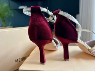 Zapatos de tacón terciopelo y piel