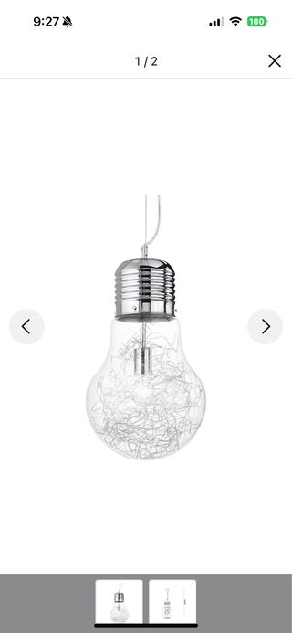 Lámpara colgante bombilla cristal grande