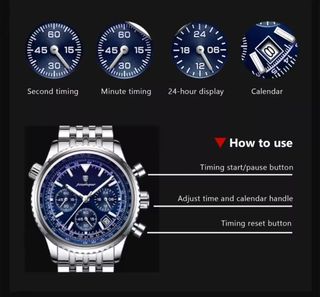 Reloj POEDAGAR Cronógrafo Azul Plateado