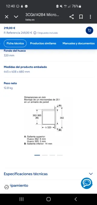 Microondas Balay Blanco
