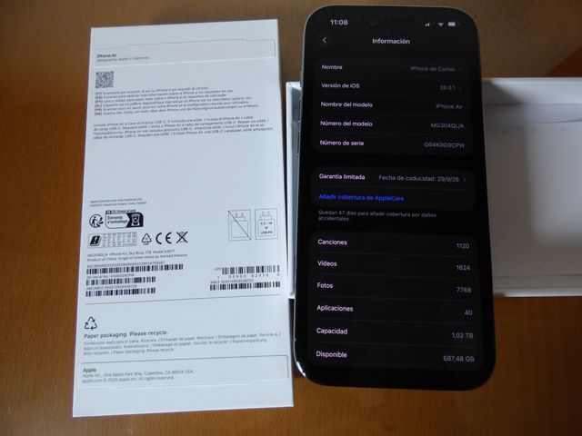 iPhone Air 1TB Plata nuevo factura