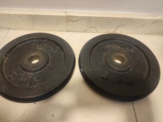 2 discos de 5 kgs  para mancuernas