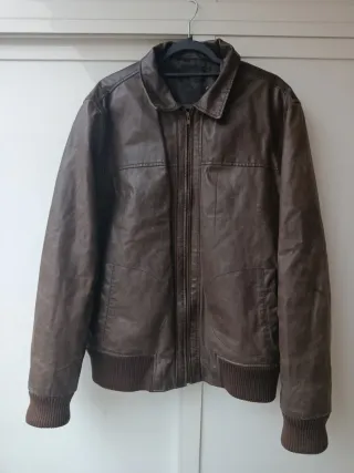 Chaqueta Bomber Cuero Vintage Marrón XL