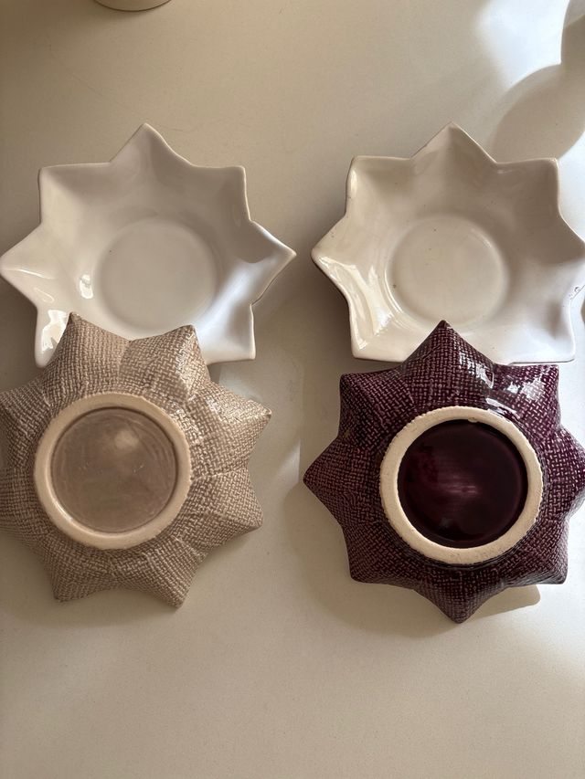 Conjunto 11 piezas para merienda blanco y morado