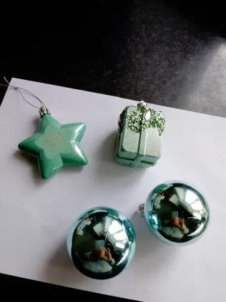 Set 4 Addobbi Natale Verde Argento