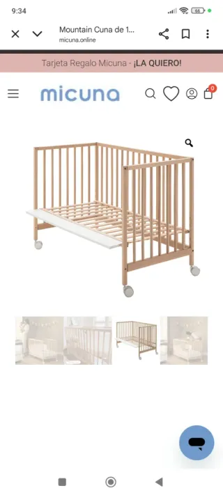 Cuna de madera para bebé Mountain 120×60. MI CUNA