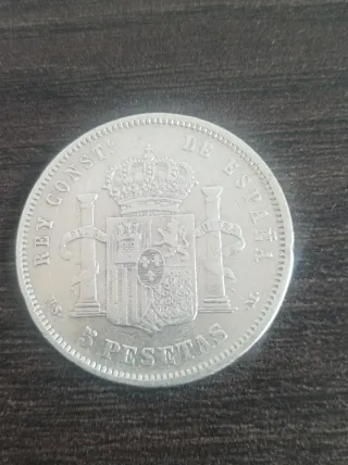 5 Pesetas Plata Alfonso XII 1883