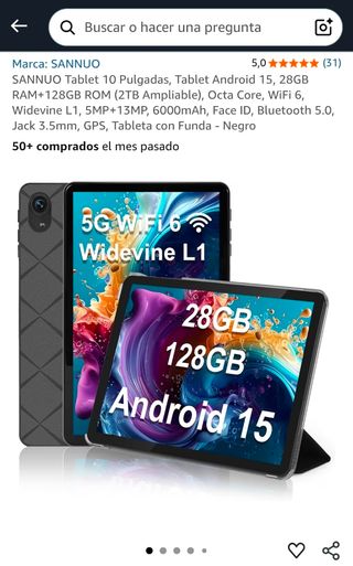 Tablet Sannuo 10 Android 15 28GB RAM