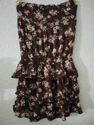 Vestido corto floral marrón y rosa
