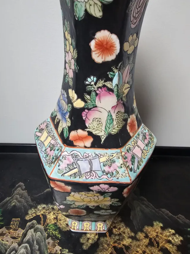 Vaso Cinese Porcellana Fiori Farfalle