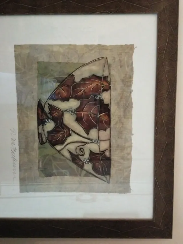 Cuadro decorativo hojas marrones y verdes